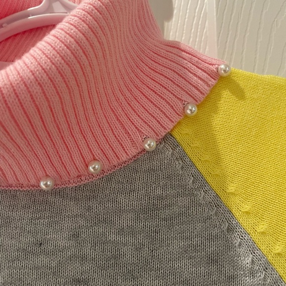 Charter Club multi coloured turtleneck with pearls sweater - Picture 3 of 5